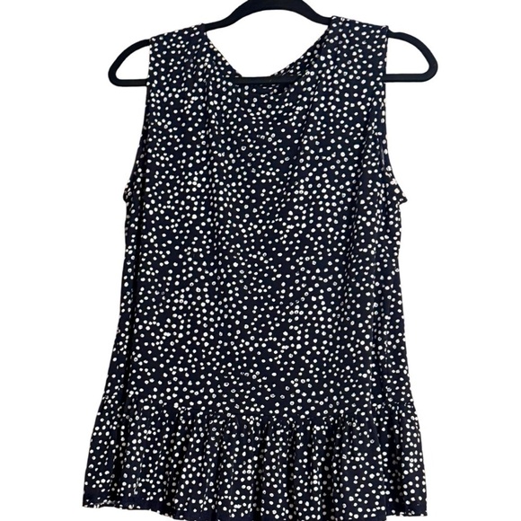 The Limited Tops - Limited Women’s Navy with White Polka Dots Sleeveless Top Sz Lg